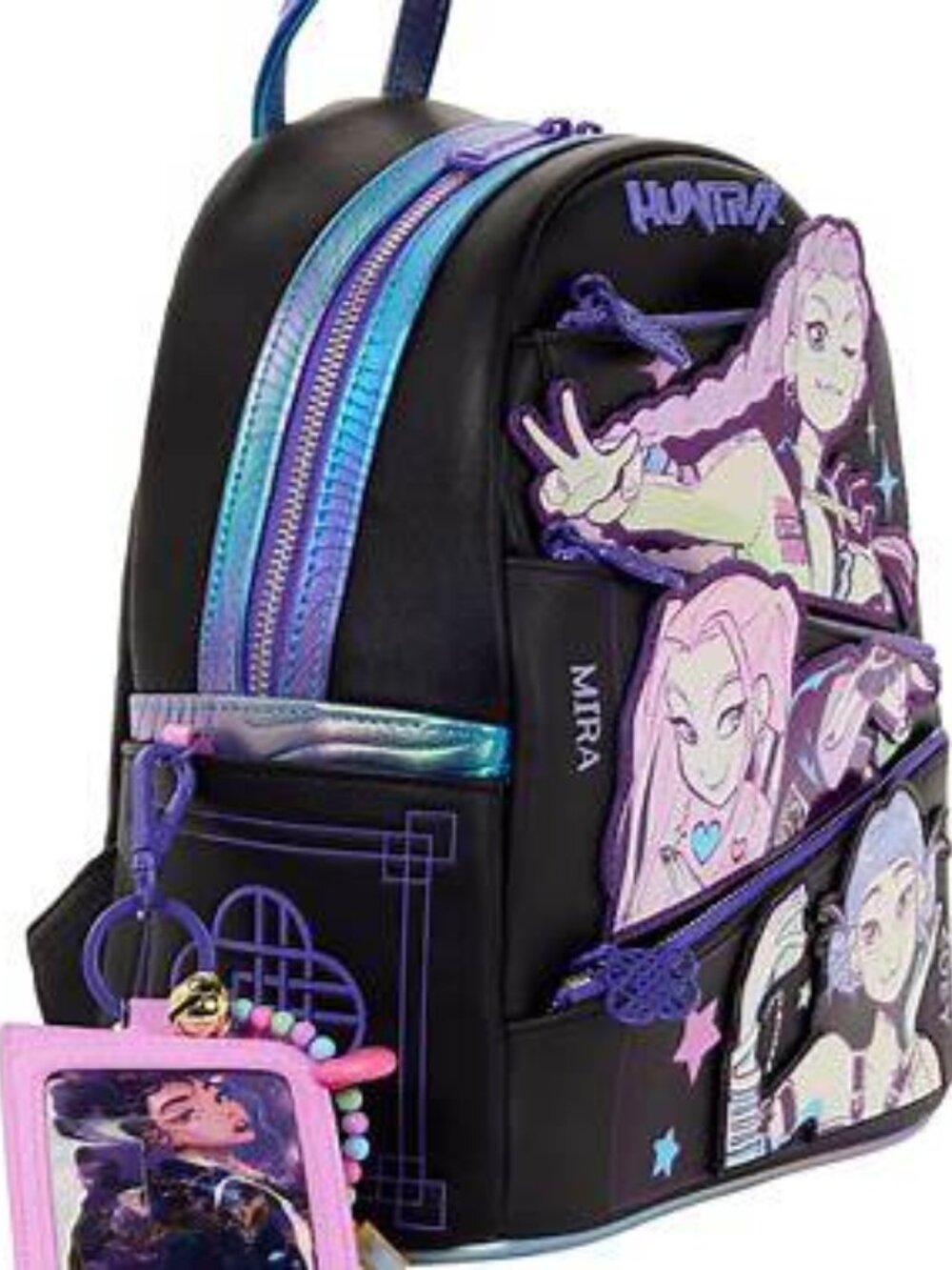 NWT Loungefly KPop Demon Hunters HUNTR/X Backpack + Photo Card Charm